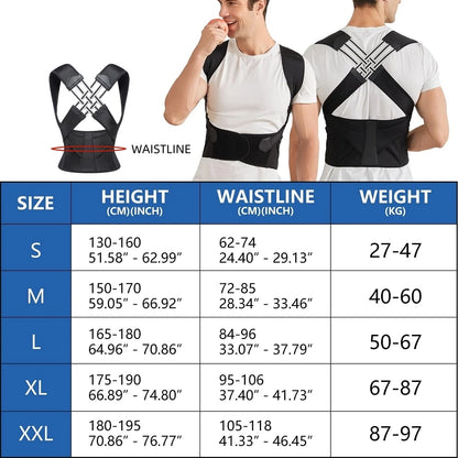 Back Brace Posture Corrector for Women & Men Back Lumbar Support Shoulder Posture Support for Improve Posture & Back Pain Relief