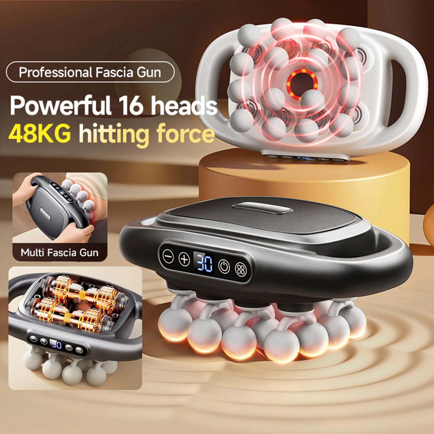 Massager Gun Set Deep Tissue Body Fitness Muscle Electric Relax Massager for Back Shoulders Legs Foot 16 Heads